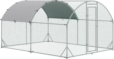 Produktbild von PawHut Hühnerstall Freilaufgehege aus Stahl, 280 x 190 x 197 cm Hühnerkäfig