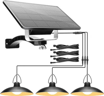 Produktbild von warmweiß-1 Solarpanel auf 3 Lampe-DDP LED Solar Sensorleuchte Hängeleuchte, IP65 Wasserdicht Außenleuchte Solarlampen, Gartenbeleuchtung, Pendelleuchte Beleuchtung für Außen Shop Yard