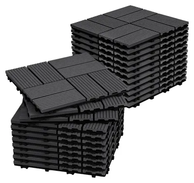 Obrázek produktu pro Peviasot, 88 kusů terasových dlaždic z WPC, rozměr 30 x 30 cm, snadno udržovatelné, voděodolné a odolné, ideální pro balkon, terasu a zahradu, barva: antracit