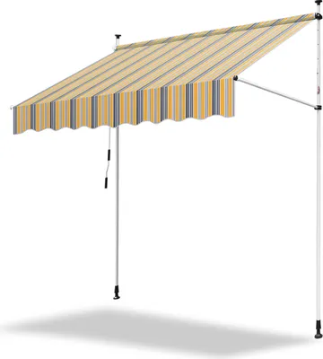 Produktbild von Clanmacy Klemmmarkise Markise Balkon UV-beständig wasserdicht Gelb Blau 250cm