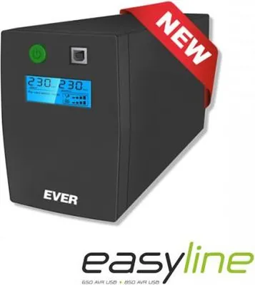 Zdjęcie produktu dla Zasilacz awaryjny UPS Ever Line-Interactive EASYLINE 850 AVR USB RJ-11 LCD Bl