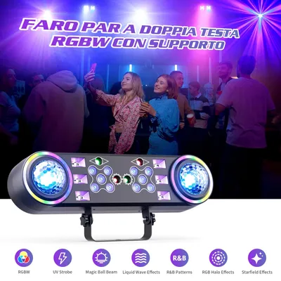 Produktbild von 7-in-1 DMX-Effektlicht - 80 W - 7 Lichteffekte - Fernbedienung - DMX512 - EU-Stecker - Schwarz