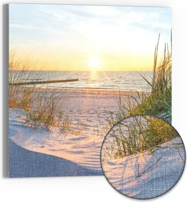 Produktbild von DEQORI Hybrid Leinwand Bild 50x50 cm 'Abendsonne an der Ostsee' Wandbild Glas flach modern