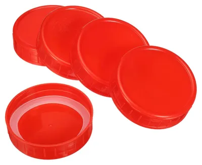 Produktbild von Elzusha – Set aus 10 Kunststoffdeckeln mit Silikon-Dichtung für Einmachgläser, rot