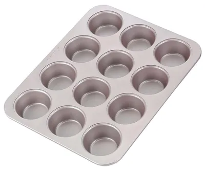 Immagine prodotto di Stampo per muffin con 12 cavità, rivestimento antiaderente, colore champagne, Acciaio al carbonio