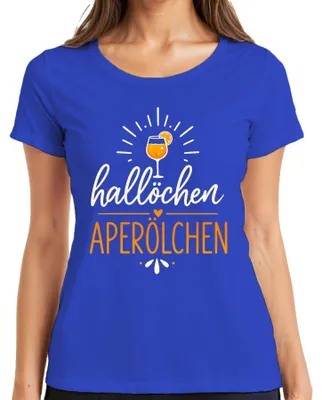 Immagine prodotto di Hallöchen, Aperol Spritz, cocktail, festa estiva, serata tra amiche, addio al nubilato, maglietta da donna, blu, taglia 3XL