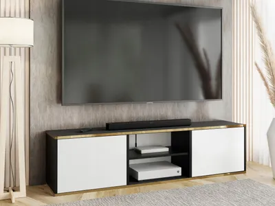Produktbild von KierMoebel Tv Schrank EDI 3, Modern Lowboard Schwarz & Weiß 156,4x42x38,8 cm