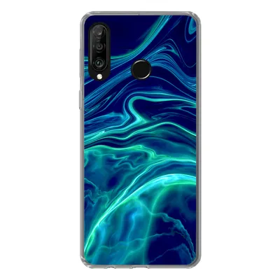 Produktbild von MuchoWow® Handyhülle Schutzhülle Hülle für Huawei P30 Lite Abstrakt - Wellen - Design Silikon Softcase Handy Hülle - Handyhülle
