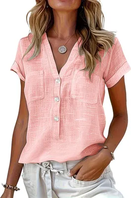 Productafbeelding van Currero Linnen Blouse Dames Roze XXL
