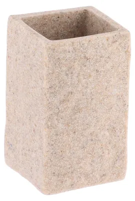 Produktbild von Badezimmer-Zahnputzbecher Ruby - cremefarben - Steinoptik - Kunststoff - D6 x H10 cm