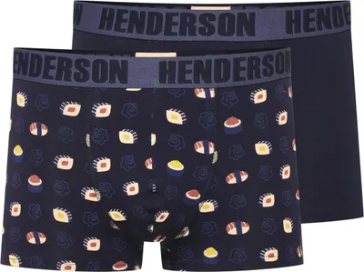 Produktbild von Henderson Sushi-Muster Herren Boxershorts 2er-Pack aus 93% Baumwolle und 7% Elasthan, atmungsaktiv und bequem