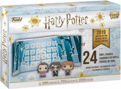 The image shows the front of a Harry Potter themed advent calendar box.