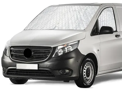 Immagine prodotto di Parasole per parabrezza per Mercedes-Benz VITO III W447 dal 2014 al 2022, in tessuto Oxford 600D, che blocca il 100% della luce, impermeabile e resistente ai raggi UV e al gelo