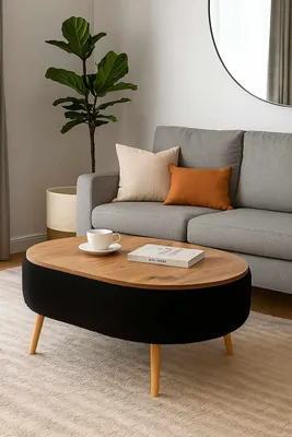 Produktbild von Skye Decor, Hochwertiger Nesting Tisch (3 Teile) - Saphir Eiche, Schwarz, 100% Melamin