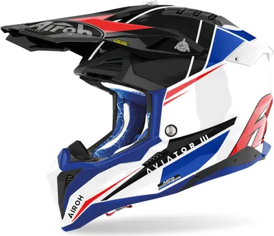 Obrázok produktu pre Airoh Aviator 3 Push Motocross Helm, blau/rot, M (57/58)