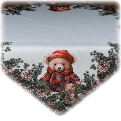 Produktbild von Tischdecke Tischläufer Druck Weihnachtsteddy Winterwald 85 x 85 cm