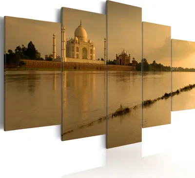 Produktbild von Leinwandbilder Taj Mahal 200x100 cm Vlies Leinwandbild 5 tlg Kunstdruck modern Wandbilder XXL Wanddekoration Design Wand Bild - Indien Denkmal Kultur Landschaft Panorama 030213-12