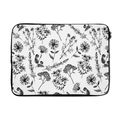 Produktbild von MuchoWow® Laptop Hülle 13 Zoll Blumen - Kräuter - Muster Laptoptasche - Laptophülle - Sleeve - Rundumschutz