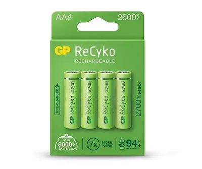Immagine prodotto di 4x AA / R6 wiederaufladbare Batterien GP ReCyko 2700 Serie Ni-MH 2600mAh