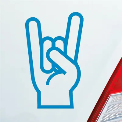 Produktbild von Auto Aufkleber Gabel Rock Heavy Metal Gruss Pommesgabel 8x13 cm Hellblau Sticker Heckscheibenaufkleber
