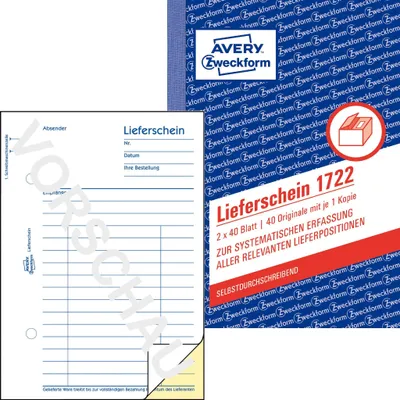 Obrázek produktu pro Avery Zweckform 1722 Dodací list A6 SD 2x40 listů
