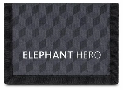 Produktbild von Geldbörse Jungen Kinder Schülerbörse Kindergeldbörse Elephant Hero Signature Börse Klettbörse Schwarz Grau Karabiner Wallet - Black Cube 12864