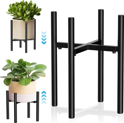 Produktbild von Verstellbarer Metallblumenständer schwarz 20-35cm Innen Außen