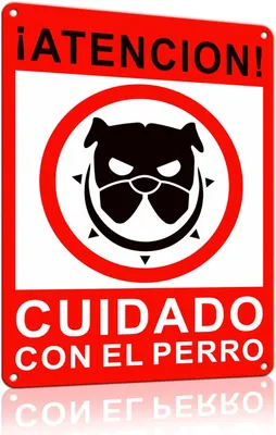 Imagen del producto de Letrero de advertencia: "Precaución, perro", reflectante, 25x18 cm, de aluminio, para jardín y entrada
