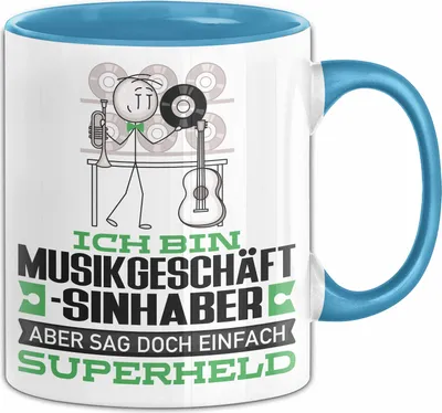 Produktbild von Musikgeschäftsinhaber Geschenk Tasse Ich Bin Musikgeschäftsinhaber Aber Sag Doch Einfach Superheld Lustige Geschenkdiee für Musikgeschäftsinhaber Kaffee-Becher (Blau)