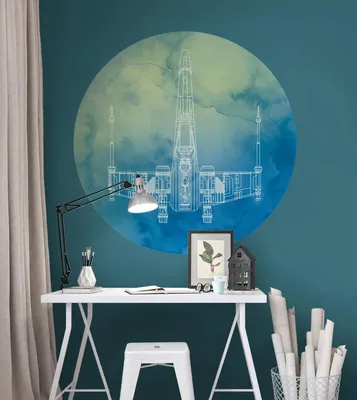 Produktbild von Komar Vlies Fototapete rund und selbstklebend "Star Wars X-Wing" - Größe: 128 x 128 cm (Breite x Höhe) - 1 Stück