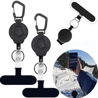 Produktbild von Smartphone-Sicherheitsband – 2 Stück – Handybänder – Einziehbar – Handygurt mit Karabiner – Einziehbares Gürtelclip-Karabinerband