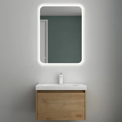 Produktbild von Mai & Mai Badmöbelset Badezimmermöbel Kerneiche Waschbeckenunterschrank 60 cm mit Waschschbecken aus Mineralguss Salerno