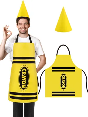 Kleurstiftschürze mit Zipfelmützen, Karneval, Polyester, gelb