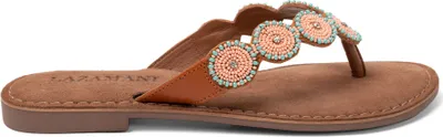 Produktbild von Lazamani Luna Damen Leder-Zehentrenner Peach Größe 39
