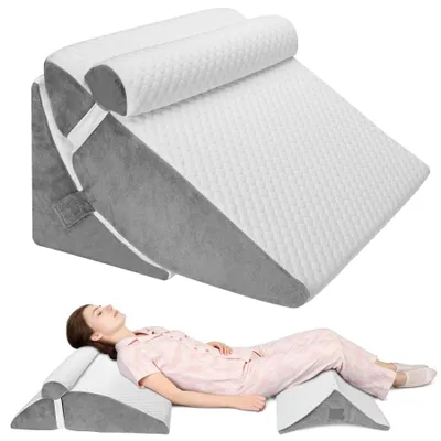 Produktbild von Omgoods – 3-in-1 Orthopädisches Kopfkissen-Set mit Nackenstütze – Verstellbares Schaumstoffkissen