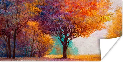 Produktbild von MuchoWow® Poster Ölgemälde - Baum - Farben 160x80 cm - Foto Poster