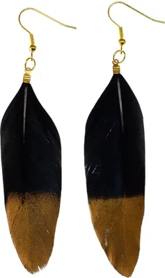 Produktbild von Feder Ohrringe Miniblings Hänger Vogelfeder Vogel Boho Hippie schwarz Gold