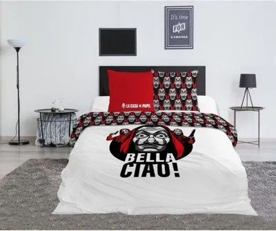 Produktbild von La Casa De Papel Bettbezug bella ciao - Baumwolle - Schwarz/Weiß