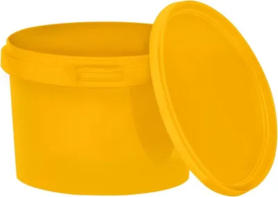 Immagine prodotto di BenBow secchio con coperchio con manico 0,5L Quantità: 20 pezzi, giallo  BSR, ermetico, sicuro per gli alimenti,  BRC, a prova di perdite