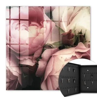 Produktbild von Metall Schlüsselkasten 30 x 30 cm - schwarzer Schlüsselschrank zur Wandmontage - wandhängende Schlüsselbox mit Tür - nach links öffnend - Schlüsselaufbewahrung für Flur - Büro - Arbeitszimmer - Werkstatt - Garage - Rosenschönheit