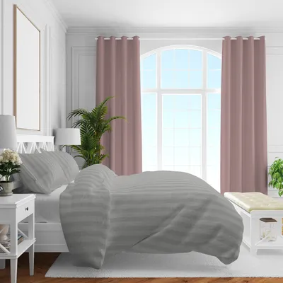 Produktbild von CASABEL Streifen Bettwäsche-Set aus Mako-Satin Bettbezüge Set mit Reißverschluss 100 % Baumwolle 2-teilig Bettbezug 155 x 220 cm und Kopfkissenbezüge  80 x 80 cm Silber-Grau