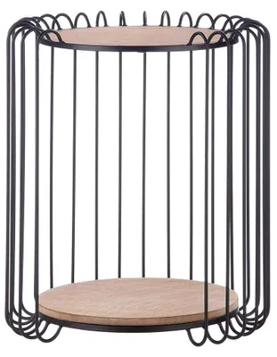 Runder Beistelltisch Metall 2 Holzablagen Ø 39/44 cm Höhe 51,5 cm