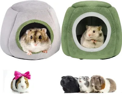 Produktbild von 2 Stück Meerschweinchenhaus Betthöhle Meerschweinchenbett Hamsterkäfig Gemütliches Hamsterhaus Kleintierhöhle Kuschelbett für Zwergkaninchen, Chinchilla, Igel