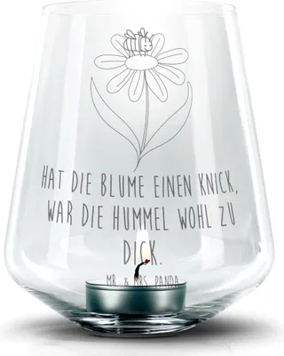 Produktbild von Mr. & Mrs. Panda Kerzenhalter Hummel Blume - Transparent - Geschenk, Windlicht Glas, Natur, gravur, Wespe, Kerzenglas, Laterne, Biene, Lustige Sprüche, Teelichthalter