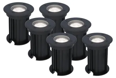 Image de HOFTRONIC - Spot LED au sol 6x4W 345lm 6500K Dimmable IP67 Noir