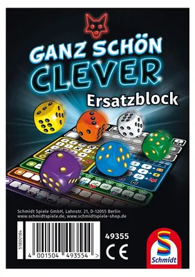 Obrázek produktu pro Schmidt Spiele That's Pretty Clever! Replacement Pad, Stolní hra, Vzdělávací, 8 rok/roky, Cestovní edice, Rodinná hra