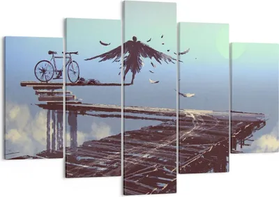 Produktbild von Bild auf Leinwand - Leinwandbild - Vogel Fahrrad modern - 150x100cm - Wand Bild - Wanddeko - Leinwanddruck - Bilder - Kunstdruck - Wanddekoration - Leinwand bilder - Wandkunst - EA150x100-3721