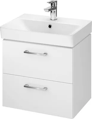 Produktbild von BADLAND Badmöbel Set Badezimmerschrank mit Keramikwaschbecken, 2-Schubladen LARA MILLE SLIM 50 Weiß