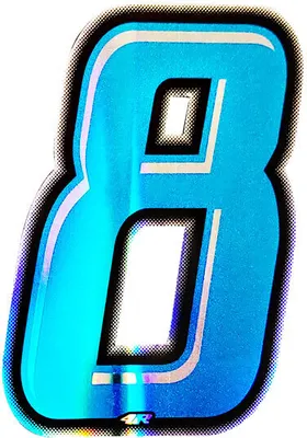 Image de Autocollant numéro de course pour moto "8" Slim bleu 100 mm