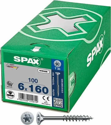 Immagine prodotto di SPAX® 0191010601605 SPAX® Universalschrauben T30 Senkkopf WIROX 0191010601605 6 mm x 160 mm, 100 St.